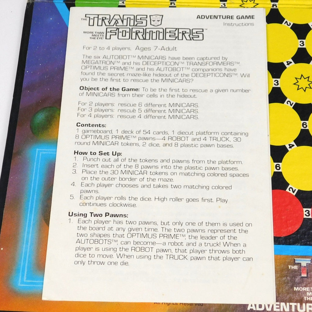 1986 Transformers Adventure Game Complete CIB Warren Hasbro Board Game