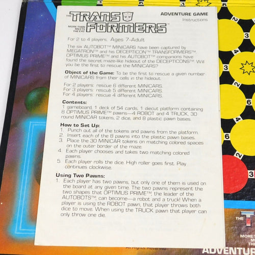 1986 Transformers Adventure Game Complete CIB Warren Hasbro Board Game