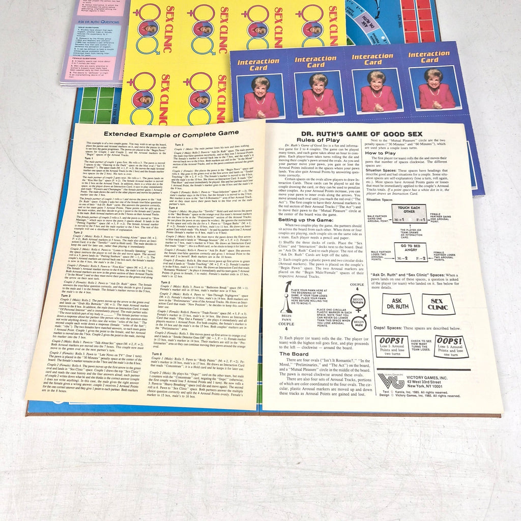 Dr. Ruth's Game Of Sex Board Game New Open Box Uncut Cards Complete 1985 Vintage