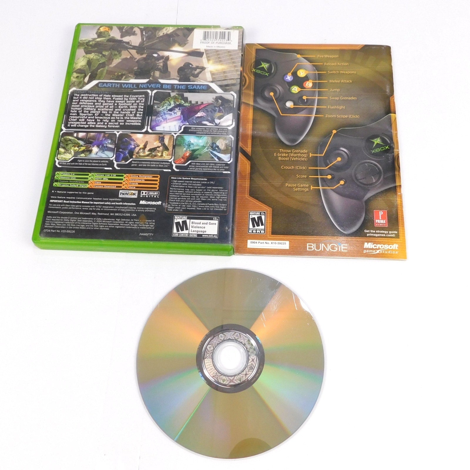 Halo 2 Microsoft Xbox Original Complete CIB Tested Working 2004 Black Label