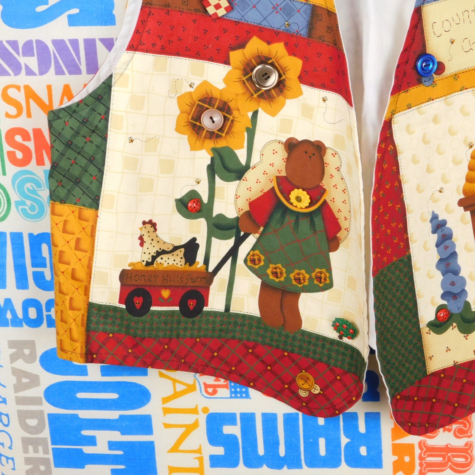 90s Country Bears At Heart Teacher Vest - Size XL (see measurements)