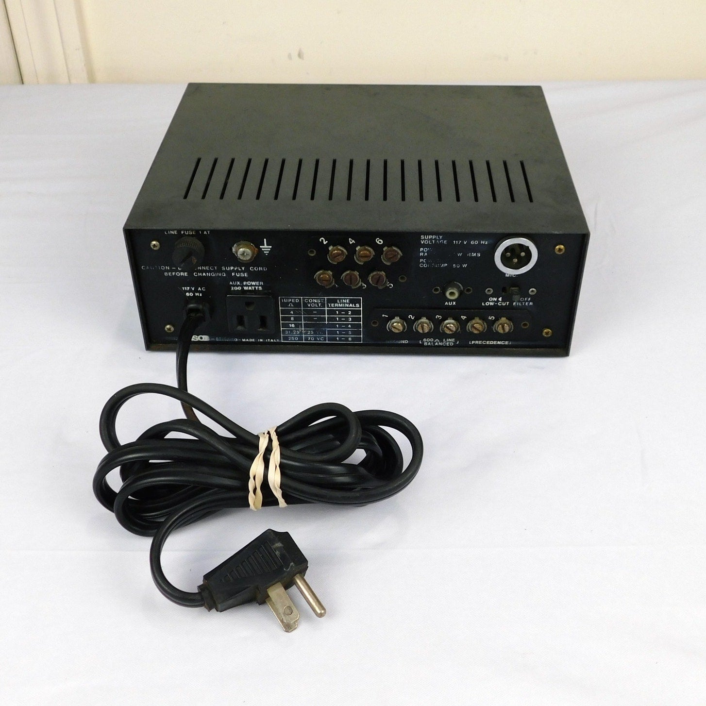PASO T20-TR Vintage PA Amplifier 70V Mono AUX MIC Tested Working Solid State