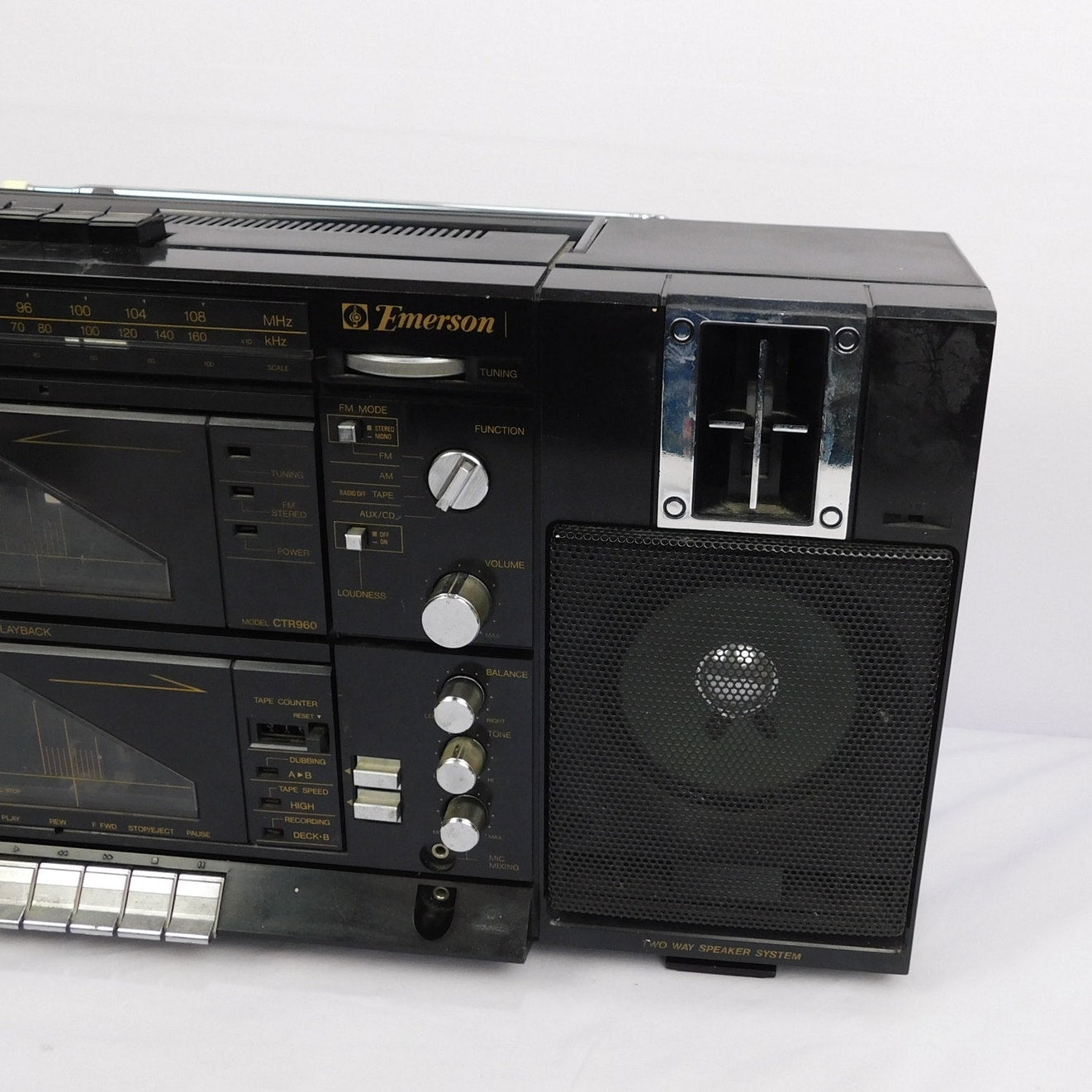 Vintage Emerson CTR960 Dual Cassette AM/FM Boombox Tested Works New Belts (See Description)