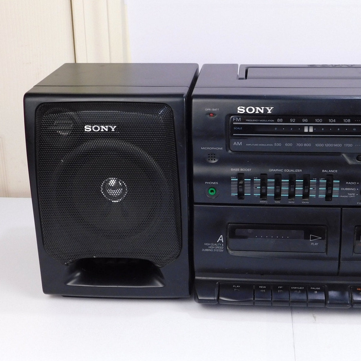 Sony CFS-W455 Dual Cassette Portable Stereo Boombox Radio Fully Tested 1994