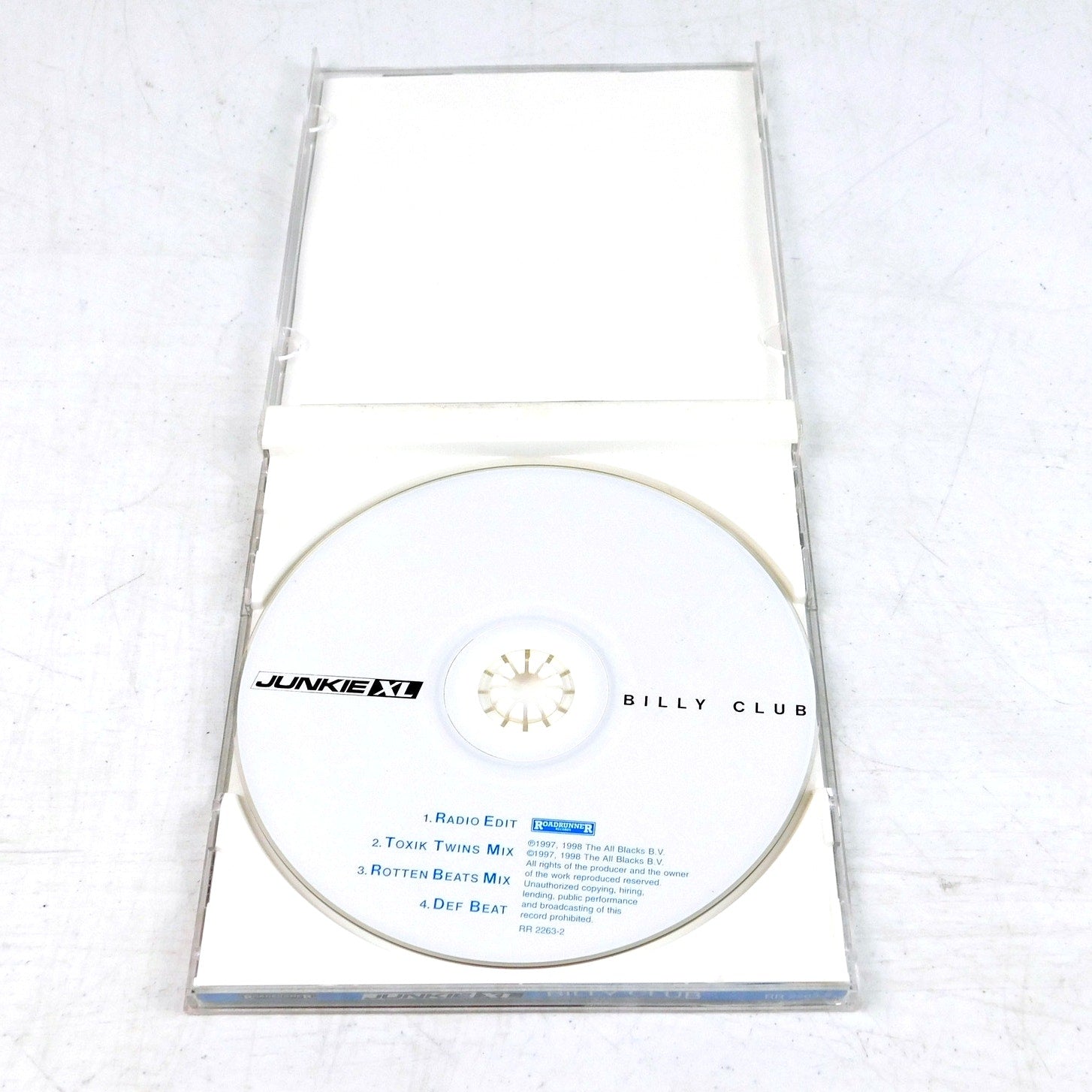 Junkie XL Billy Club CD Single 1998 Tested Roadrunner Records RR 2263-2