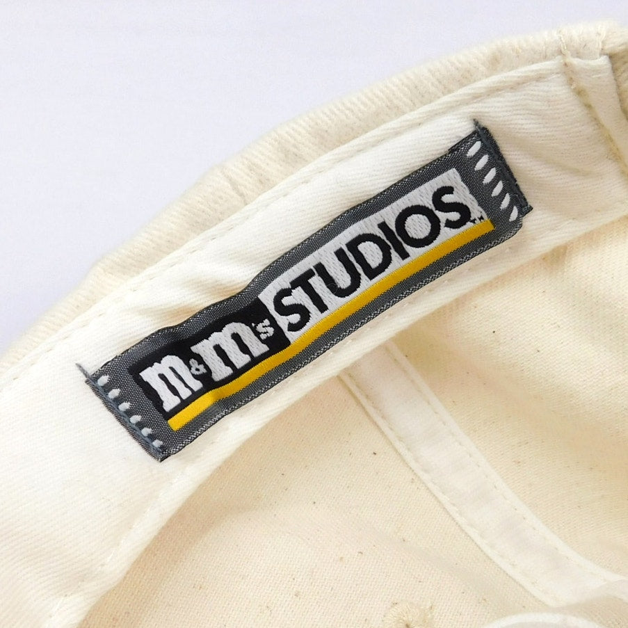 Vintage M&M's Studios Strapback Hat Cream Beige Embroidered Logo Adjustable