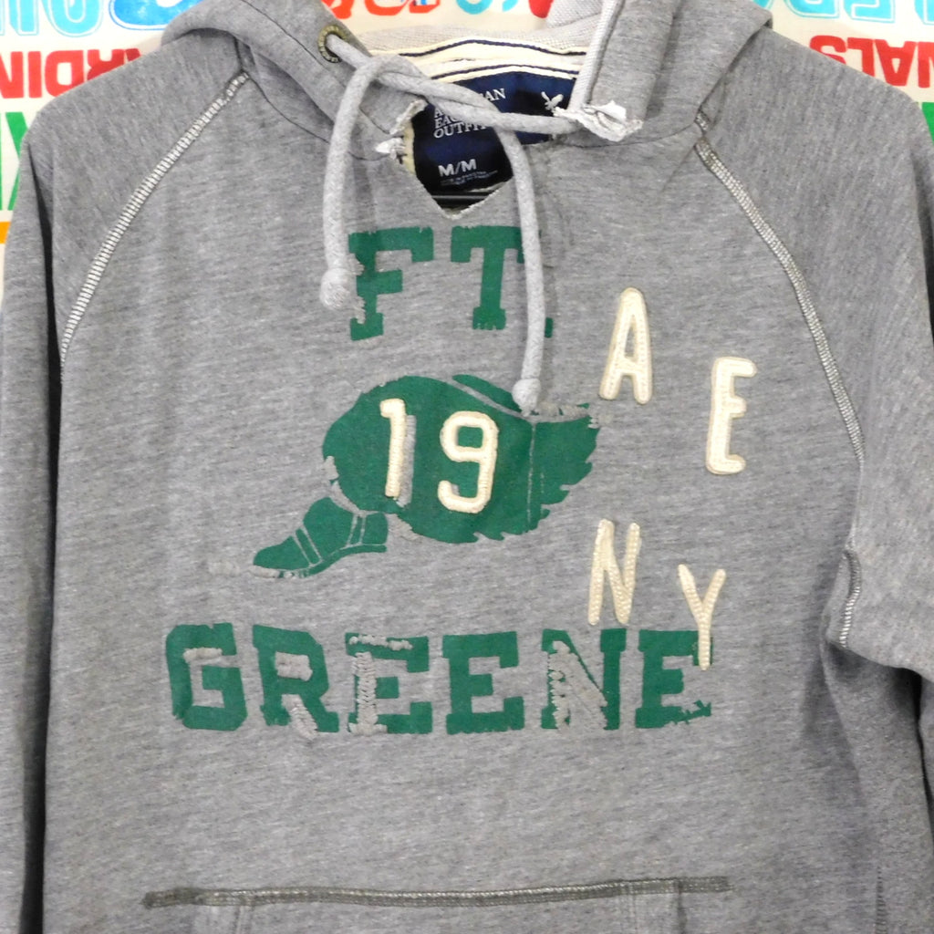 Y2K American Eagle Hoodie Size M Gray Green Pullover
