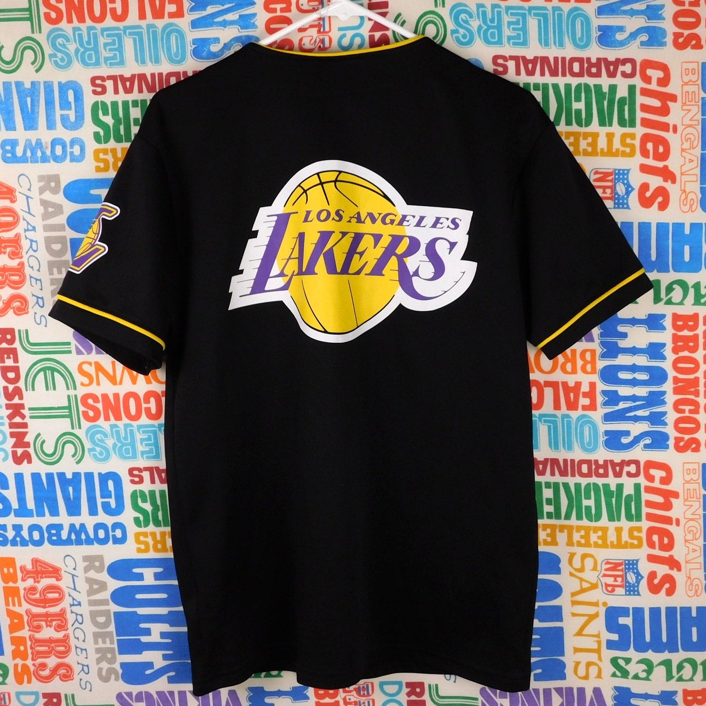 LA Lakers Baseball Jersey Mens Size Small Ultra Game Black Button Up Embroidered
