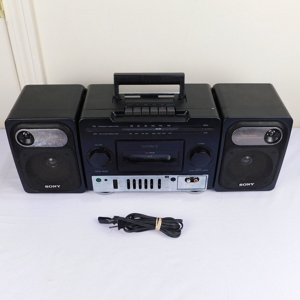 Sony CFS-1030 Portable Stereo Boombox Radio Cassette Deck Serviced New Belts 90s