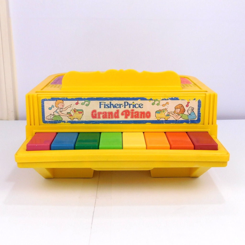 Vintage Fisher Price Grand Piano 1986 Yellow Rainbow Keys 2201 Tested