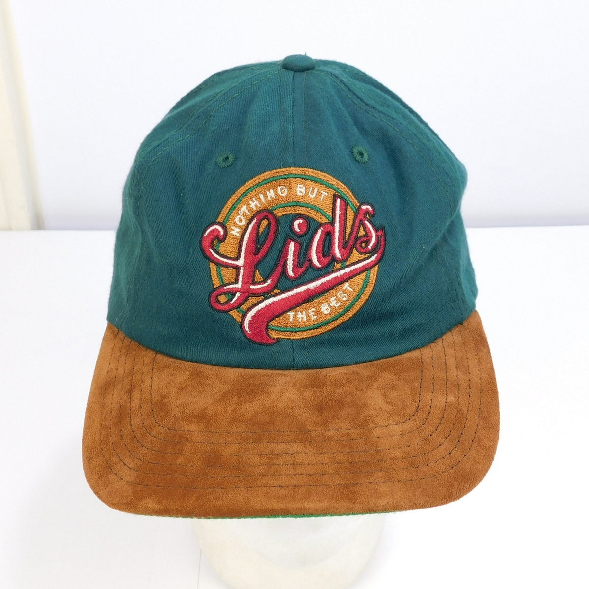 Vintage 90s Lids Nothing But The Best Snapback Green Suede Brim USA Made NWT