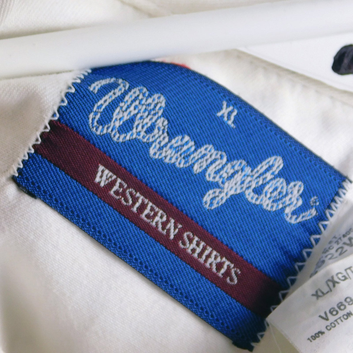 Vintage Wrangler Western Shirt Mens XL White Embroidered Logo Cotton Button Up
