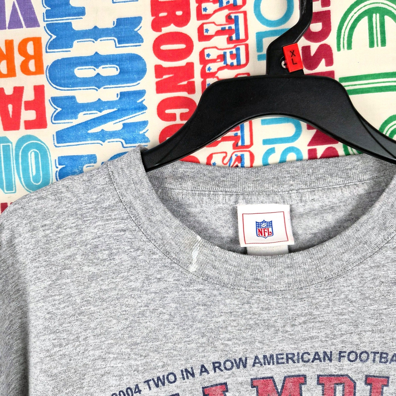 Y2K New England Patriots 2 In A Row AFC Champs T Shirt - Size L (Flawed)