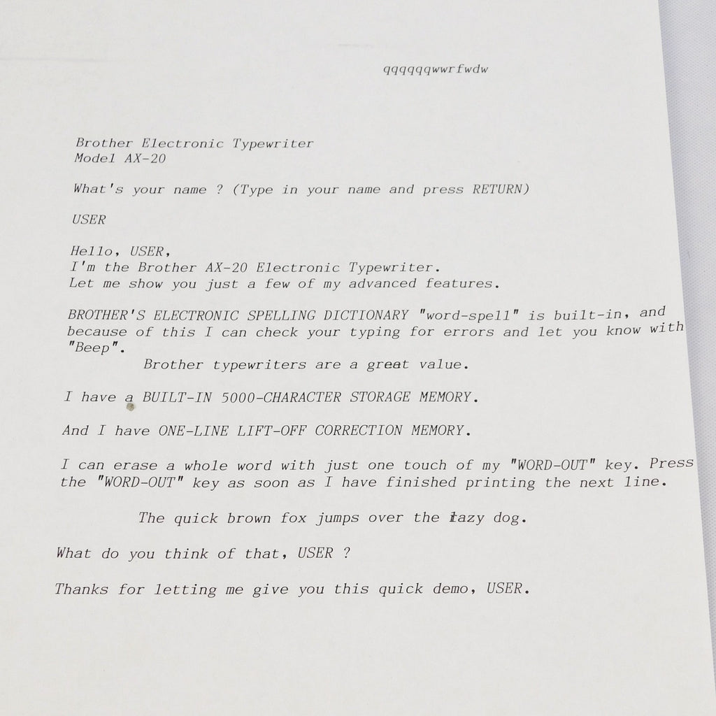 Brother AX-20 Portable Electric Typewriter Tested Working Includes Ribbon 1986