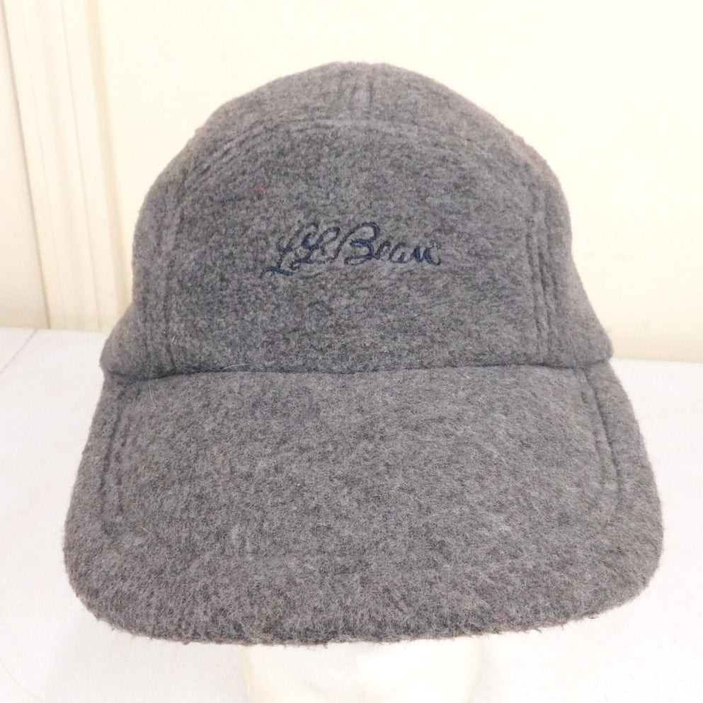 LL Bean Trapper Polartec Fleece Hat Strap Back Side Flaps Gray Size M USA Made