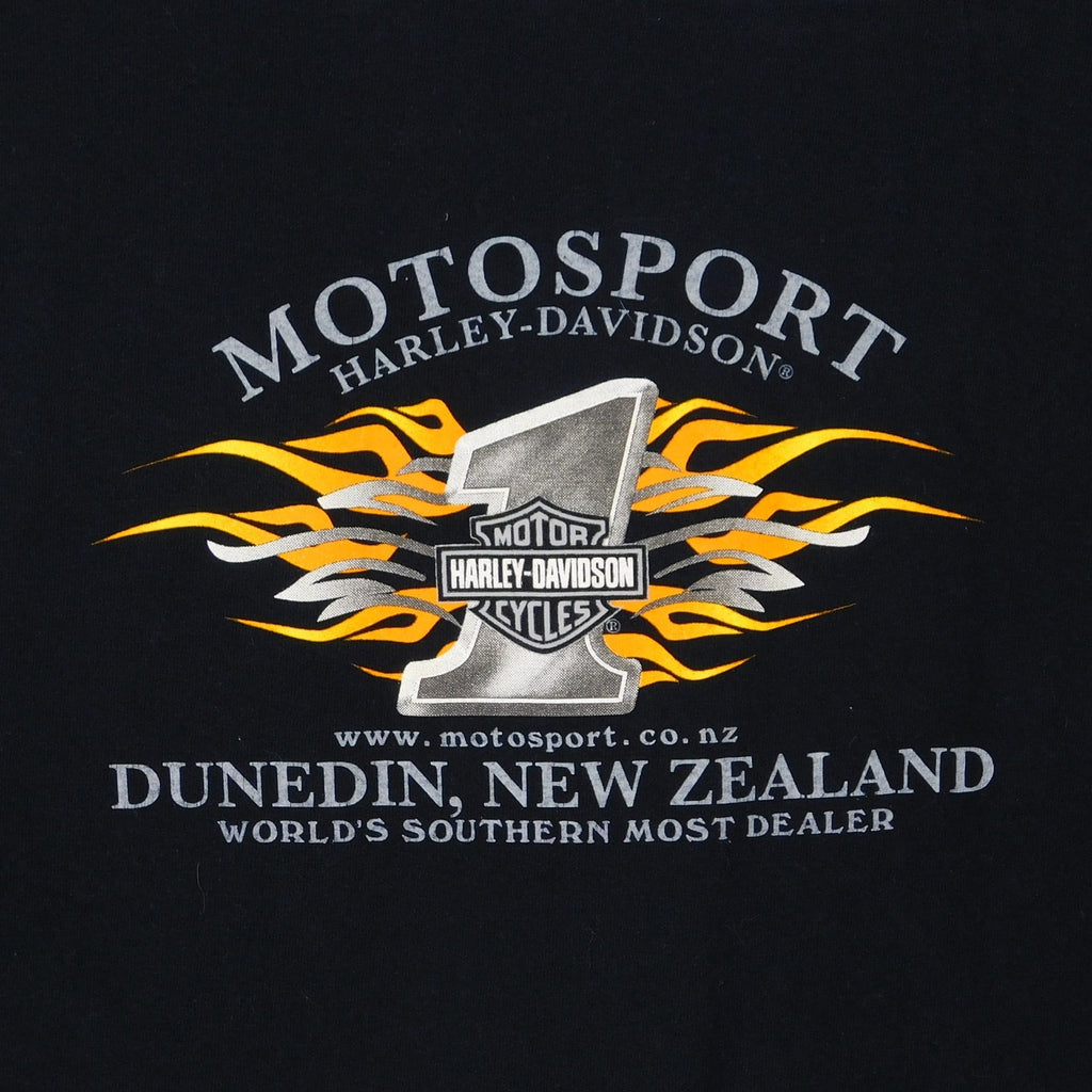 Y2K Harley Davidson New Zealand Fat Boys Rule T Shirt - Size L