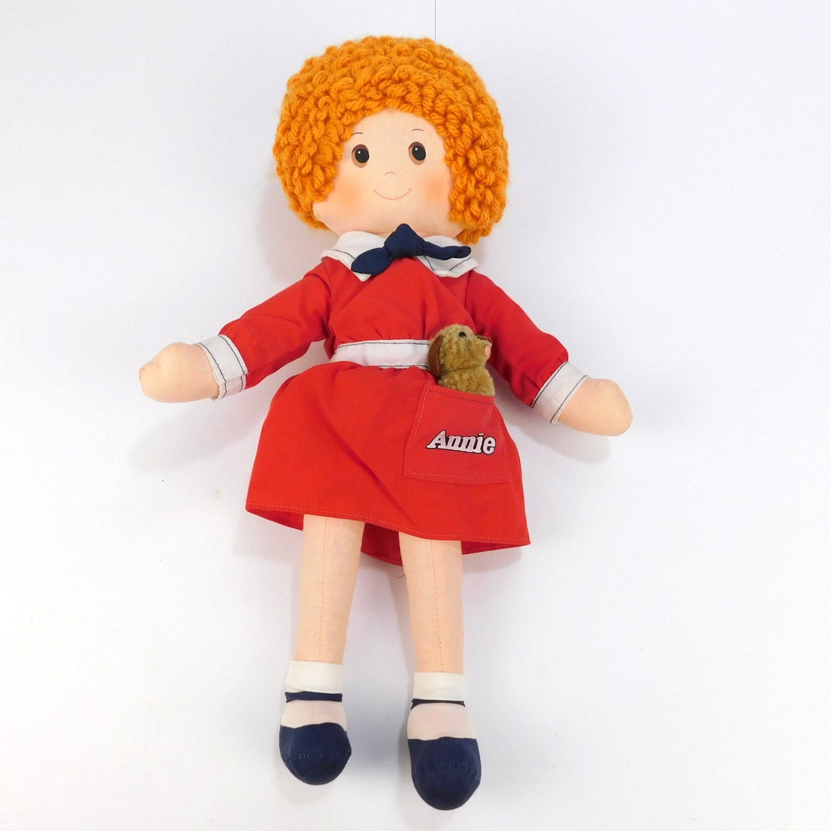 Vintage 1977 Knickerbocker Little Orphan Annie 15" Rag Doll w/ Sandy Dog