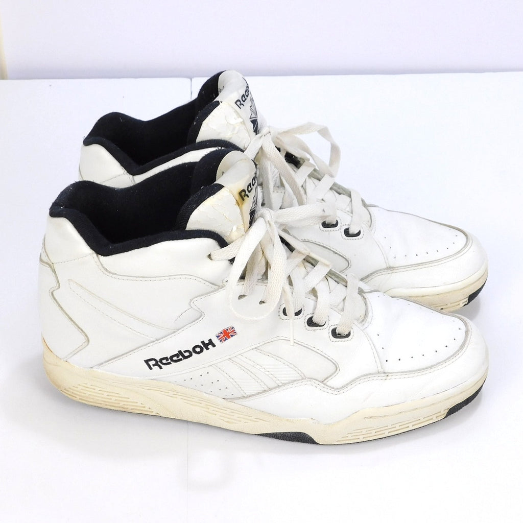 Vintage Reebok 4-R8250 White Black Mid Top Sneakers Mens Size 10 Basketball 90s