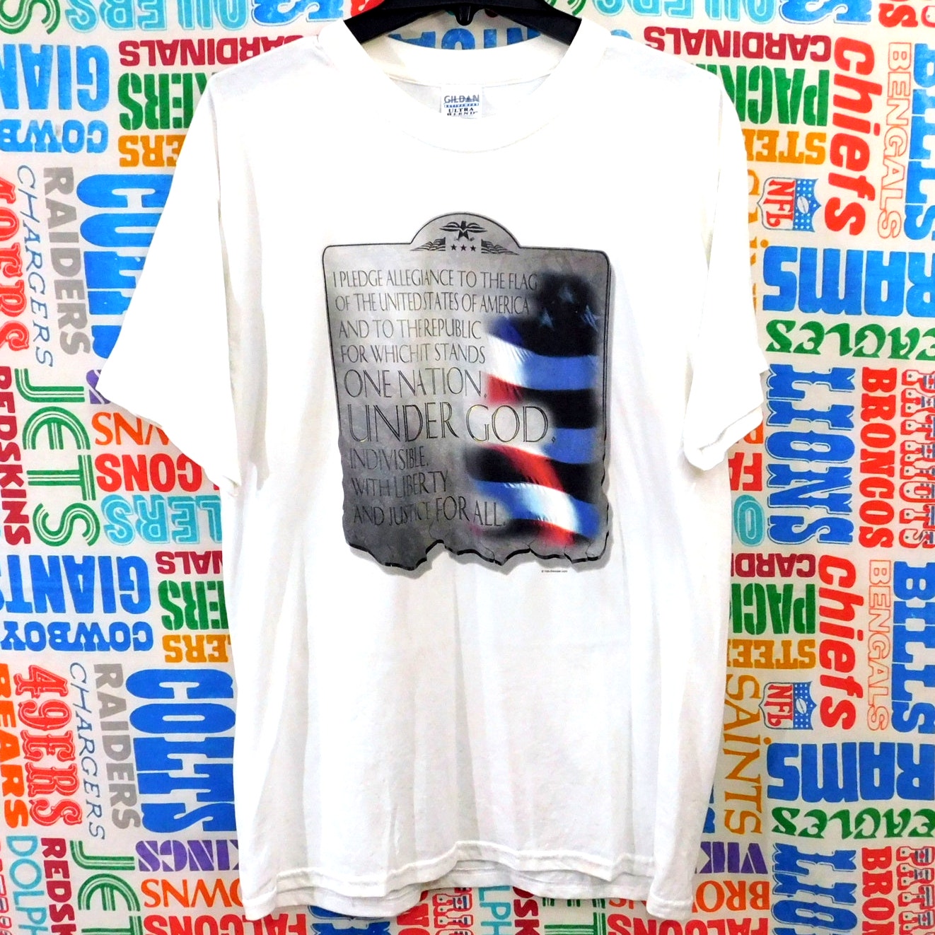 90s USA Pledge of Allegiance T Shirt - Size L
