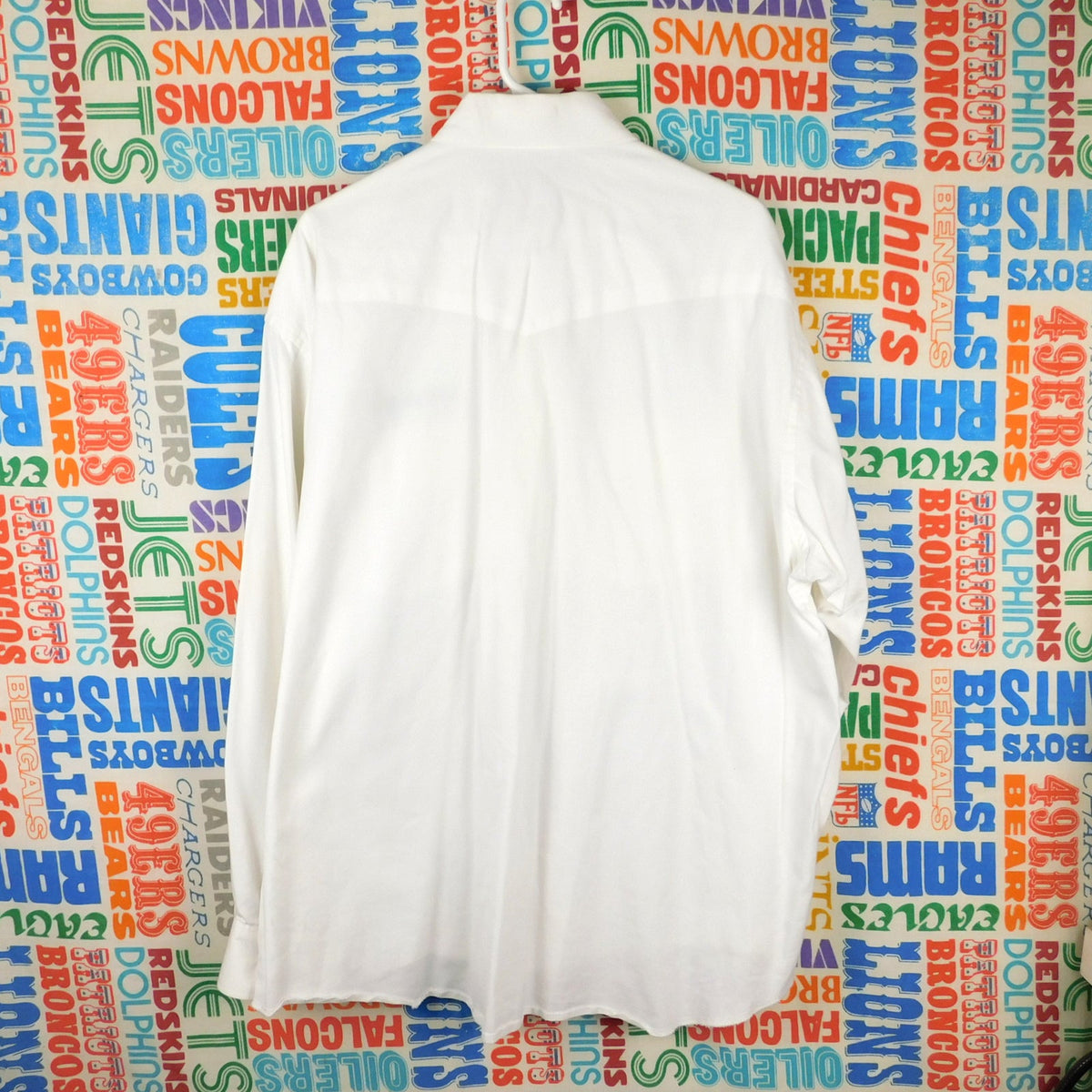 Vintage Wrangler Western Shirt Mens XL White Embroidered Logo Cotton Button Up