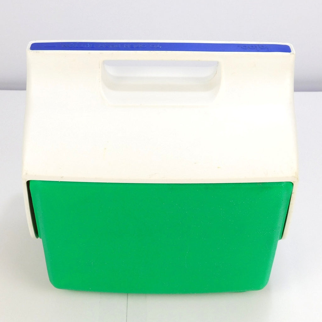 Vintage 1993 Igloo MiniMate Cooler Green White Blue 6 Can Lunch Box USA Made