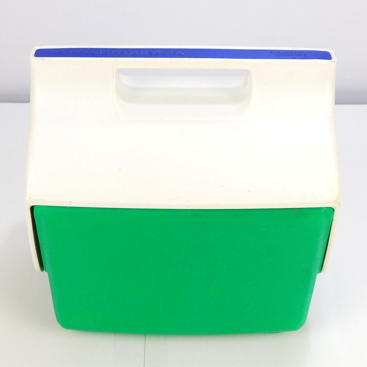 Vintage 1993 Igloo MiniMate Cooler Green White Blue 6 Can Lunch Box USA Made