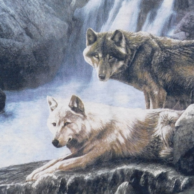 1999 The Mountain Tie Dye Wolf Waterfall Graphic T Shirt - Size L