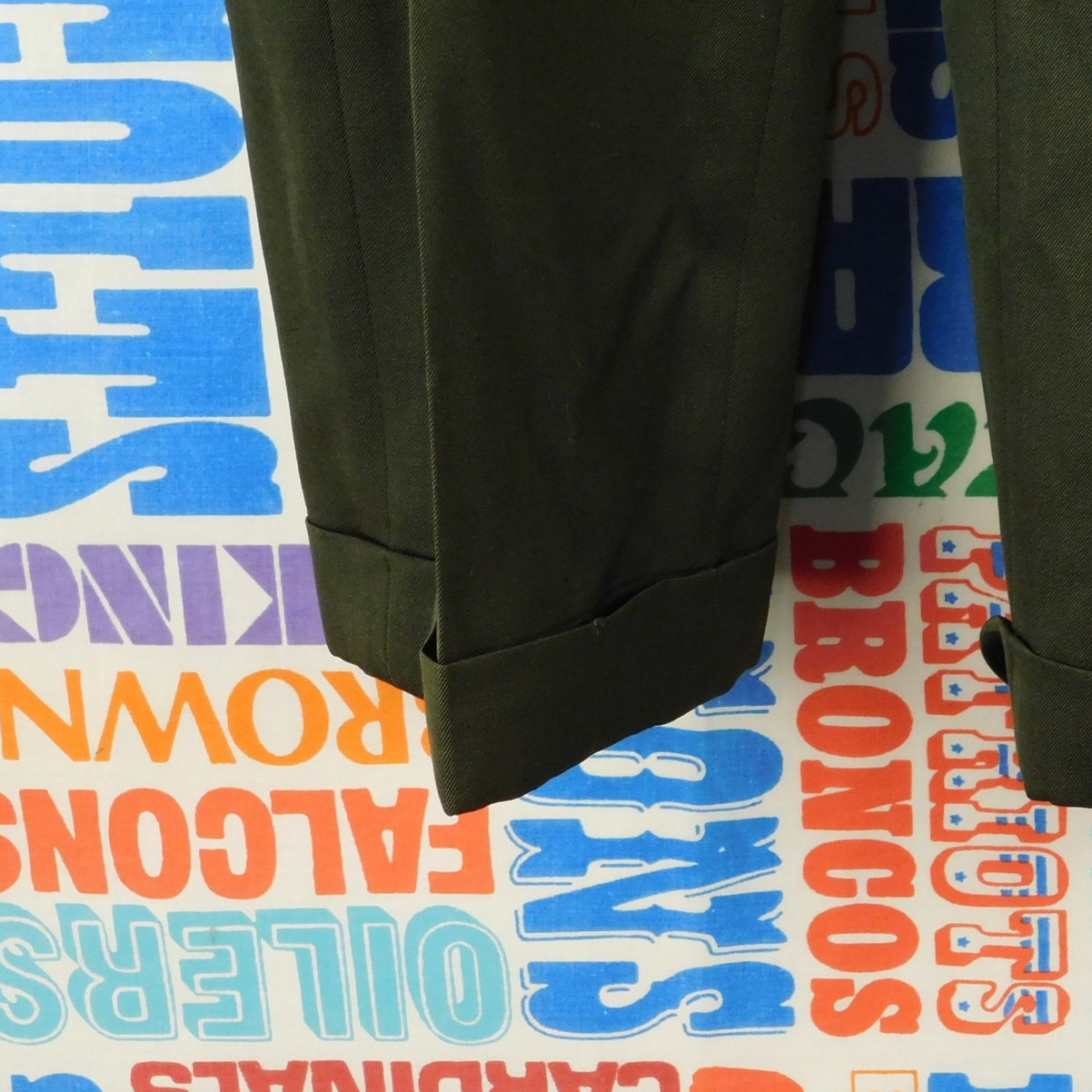 Nordstrom Mens 34R 100% Wool Pleated Cuffed Dress Pants Trousers Green