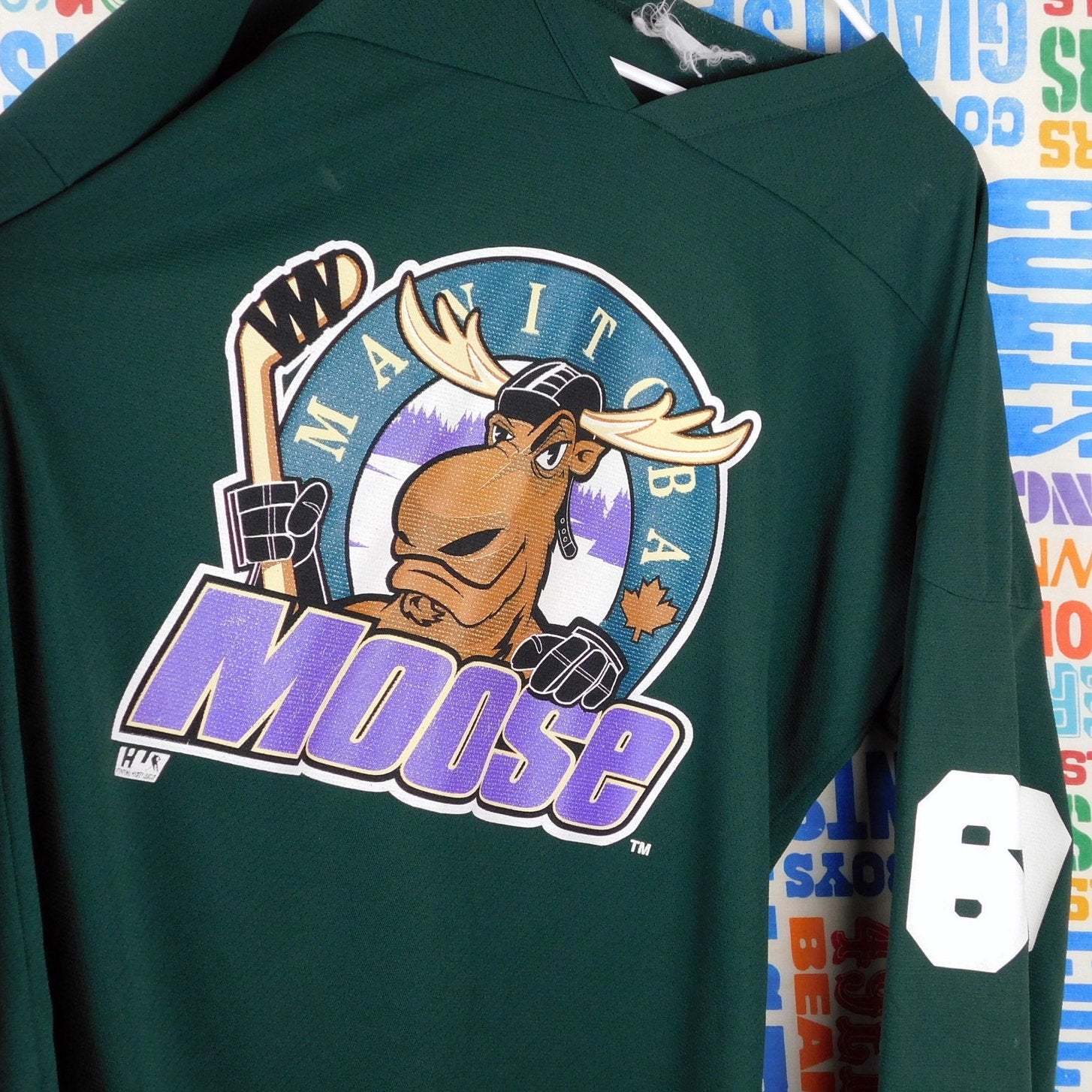 Vintage 90s Manitoba Moose IHL Hockey Jersey Size L Green Beer League Zaggs 69
