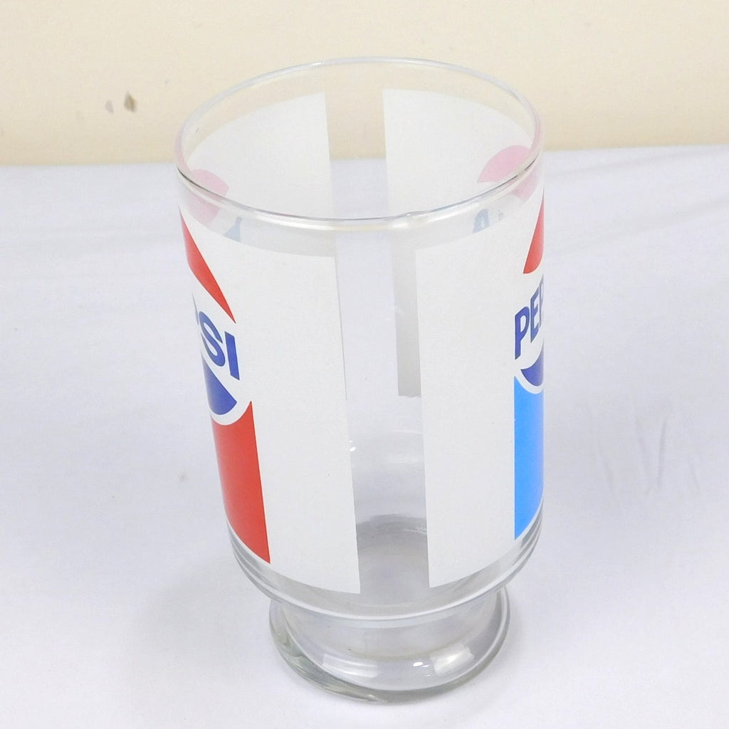 Vintage Pepsi Cola Pedestal Fountain Glass Red White Blue Soda Cup 32 Ounce