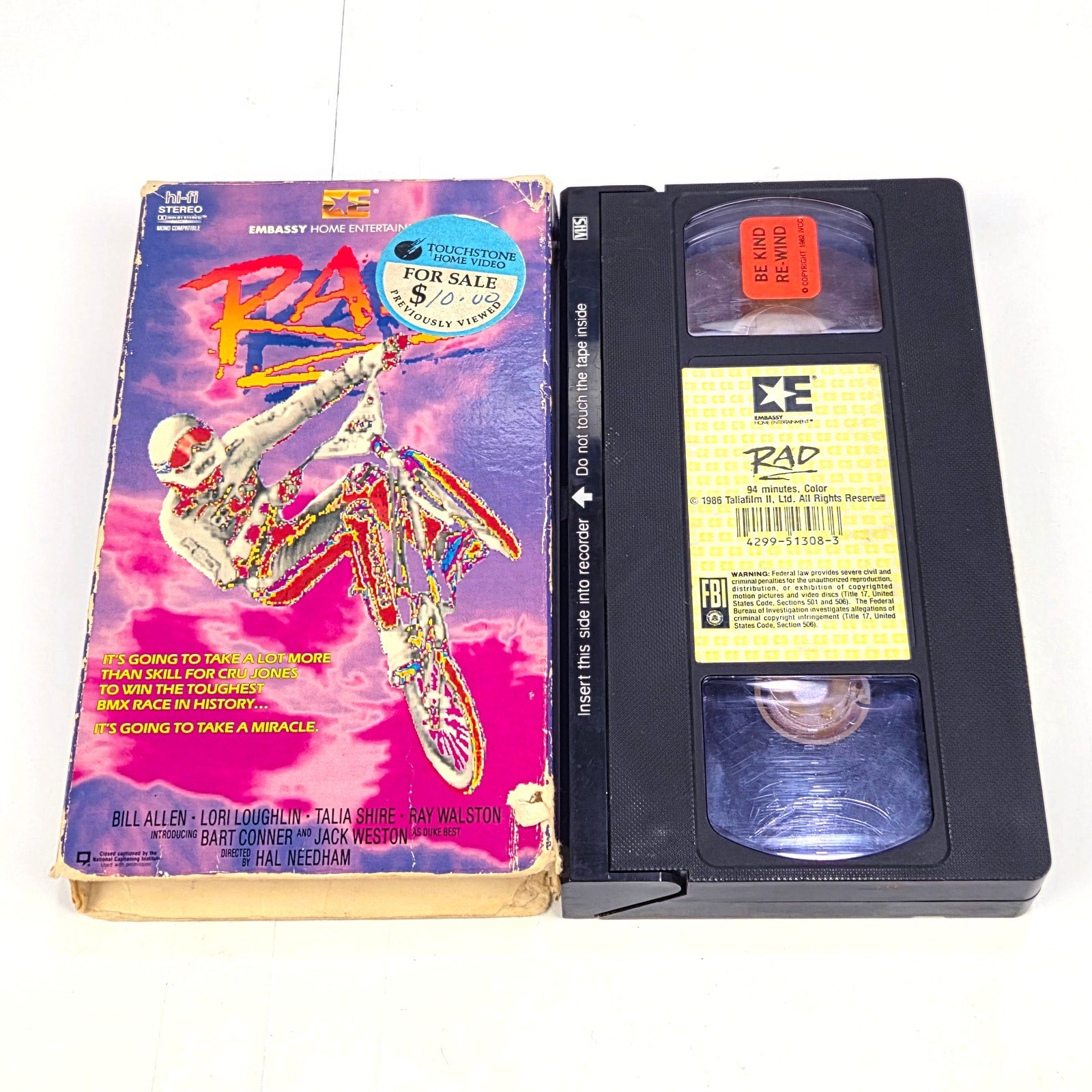 Rad VHS 1986 Tested Working BMX Movie Slipcover Embassy Home Entertainment