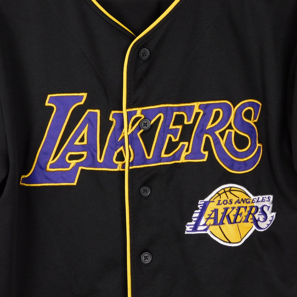 LA Lakers Baseball Jersey Mens Size Small Ultra Game Black Button Up Embroidered
