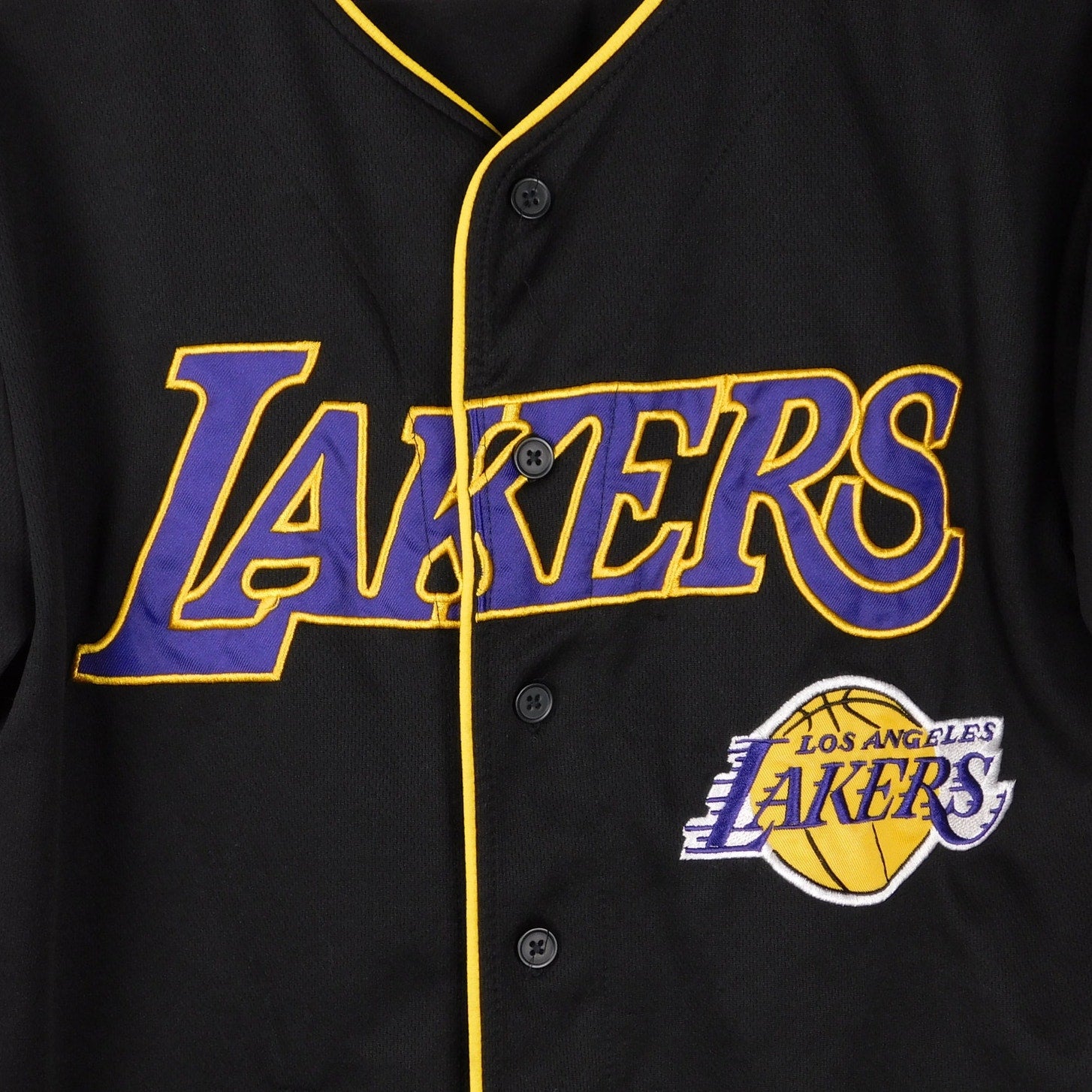 LA Lakers Baseball Jersey Mens Size Small Ultra Game Black Button Up Embroidered