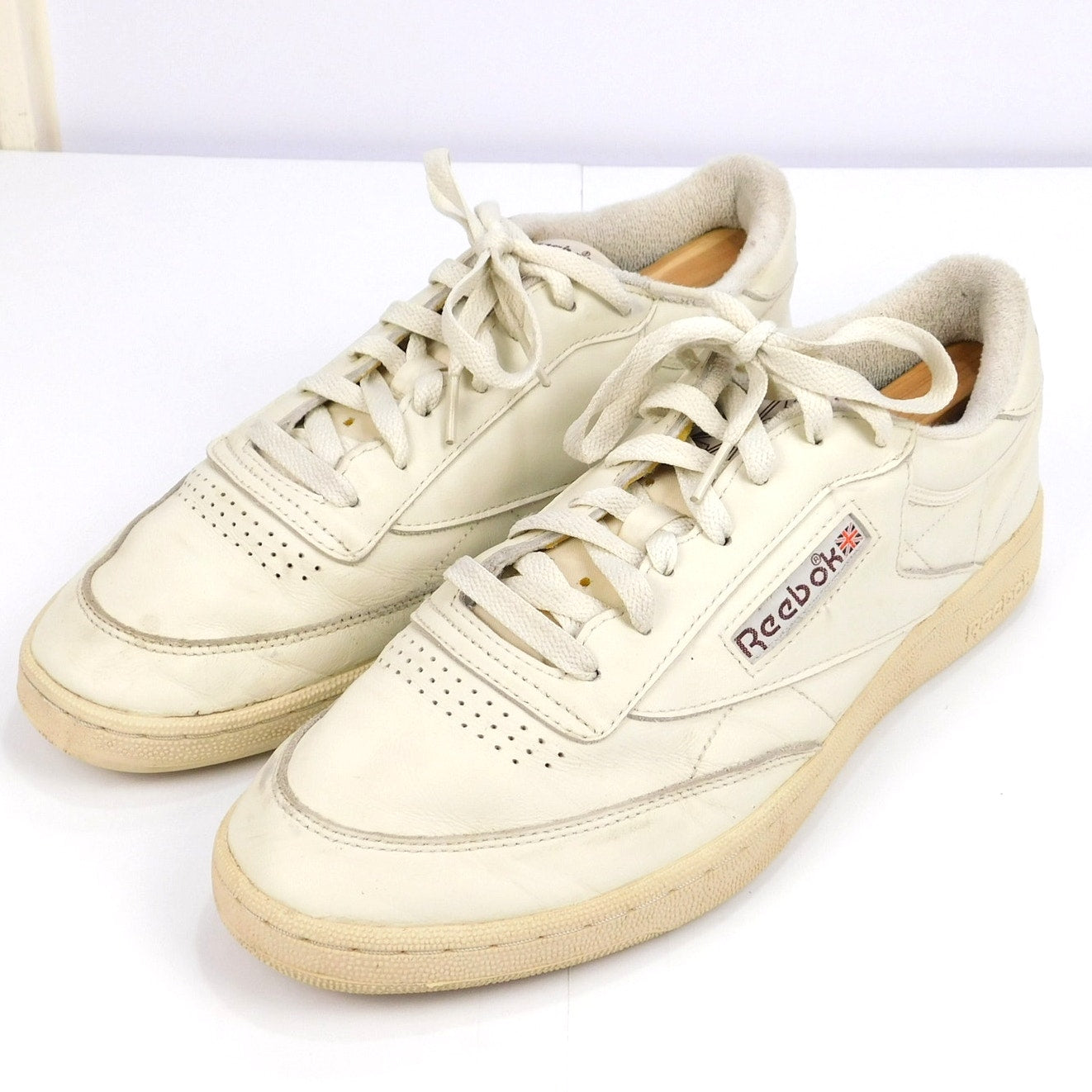 Vintage 90s Reebok Club C Sneakers Size Men's 11.5 Soft Leather White Beige