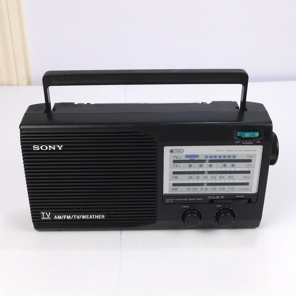 Sony ICF-34 Portable AM FM TV Weather Band Radio 4-Band Tested Working