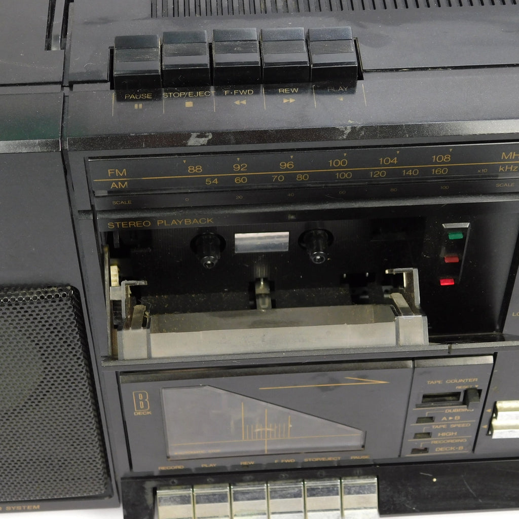 Vintage Emerson CTR960 Dual Cassette AM/FM Boombox Tested Works New Belts (See Description)