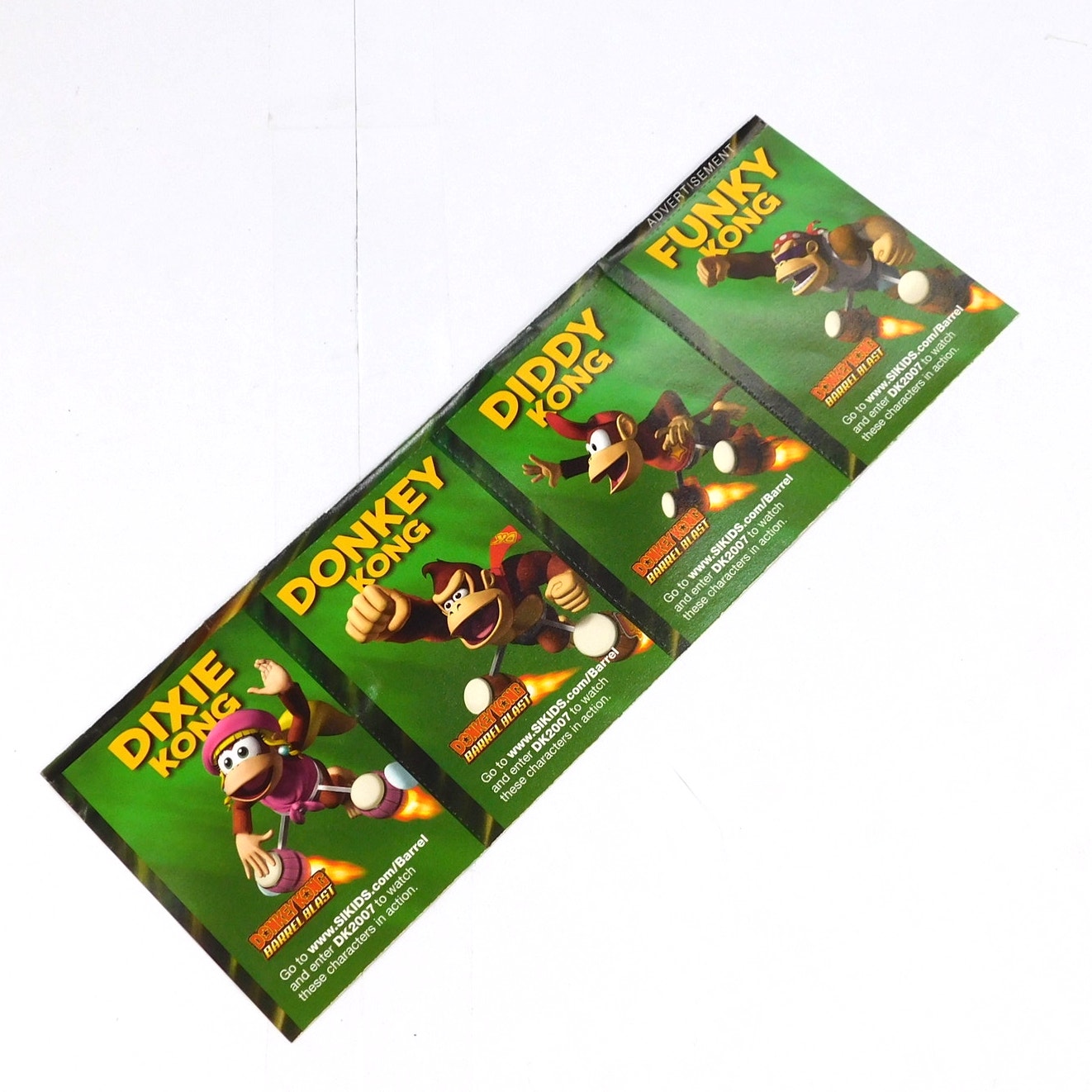 Donkey Kong Barrel Blast Uncut Card Sheet SI Kids Dixie Diddy Funky Set of 4