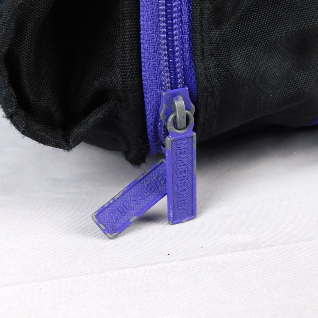 Vintage Members Only Duffel Bag Black Purple Nylon Travel Gym Weekend Bag
