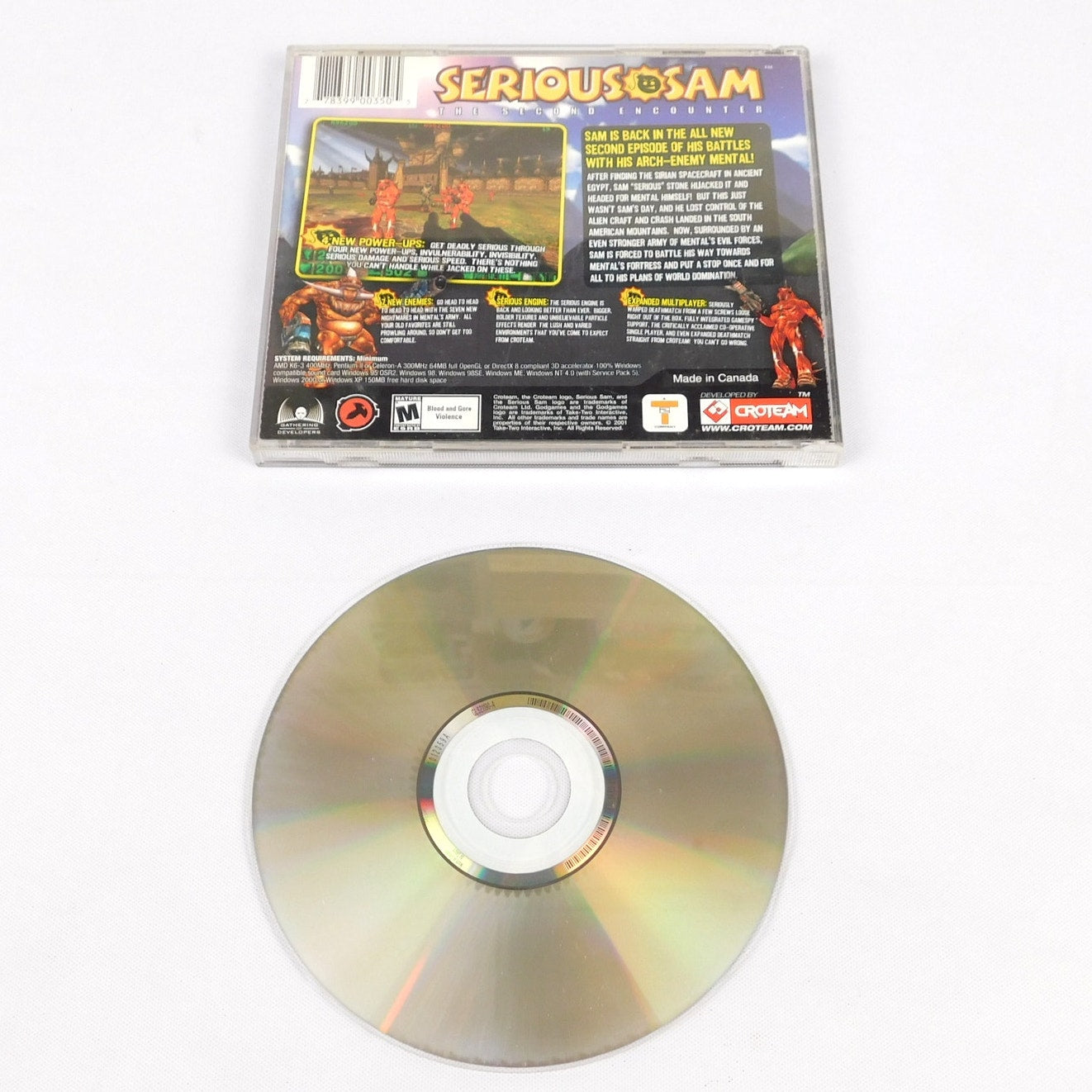 Serious Sam The Second Encounter PC CD ROM Tested 2001 Complete Jewel Case