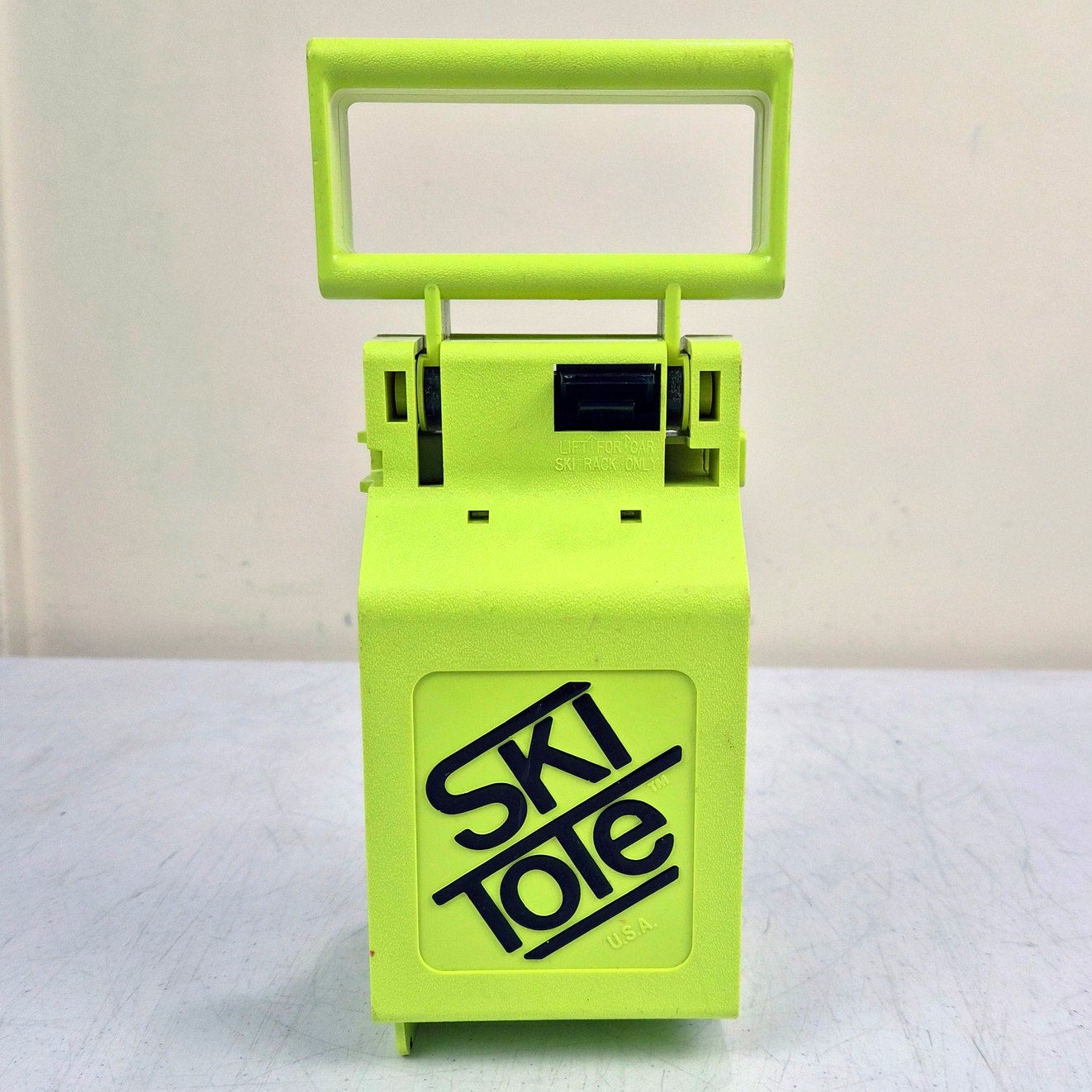 Vintage Ski Tote Locking Ski Transport Carrier System Handled Neon Green Black