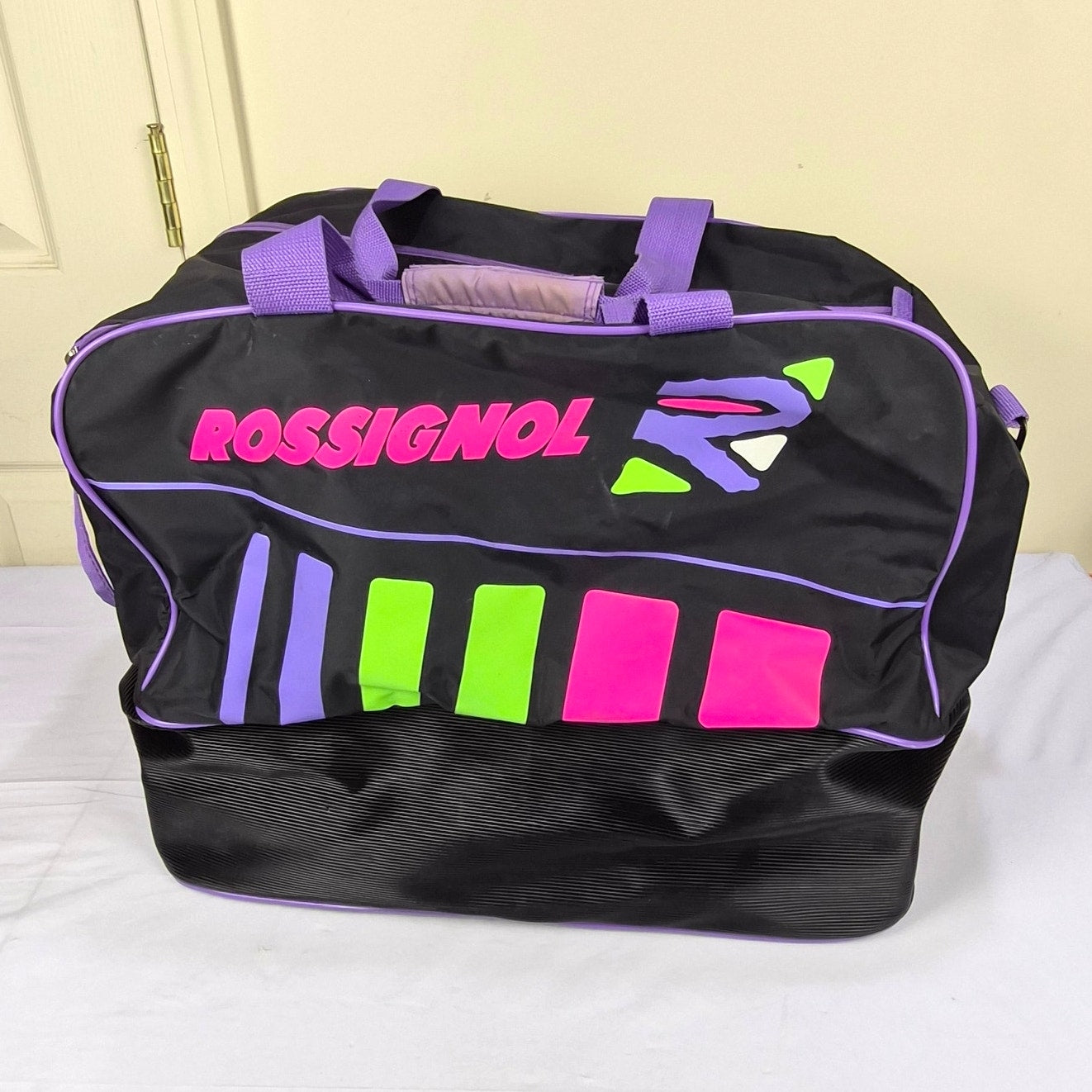 Vintage Rossignol Neon Ski Duffle Bag 80s 90s Retro Apres Ski Gym Travel Bag