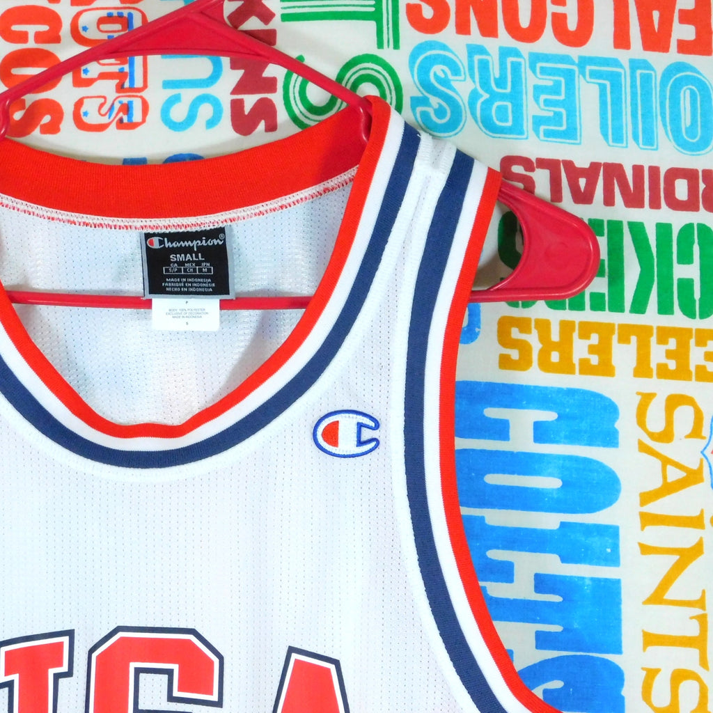 Champion USA Basketball Jersey Size S Mesh White Red Blue United States