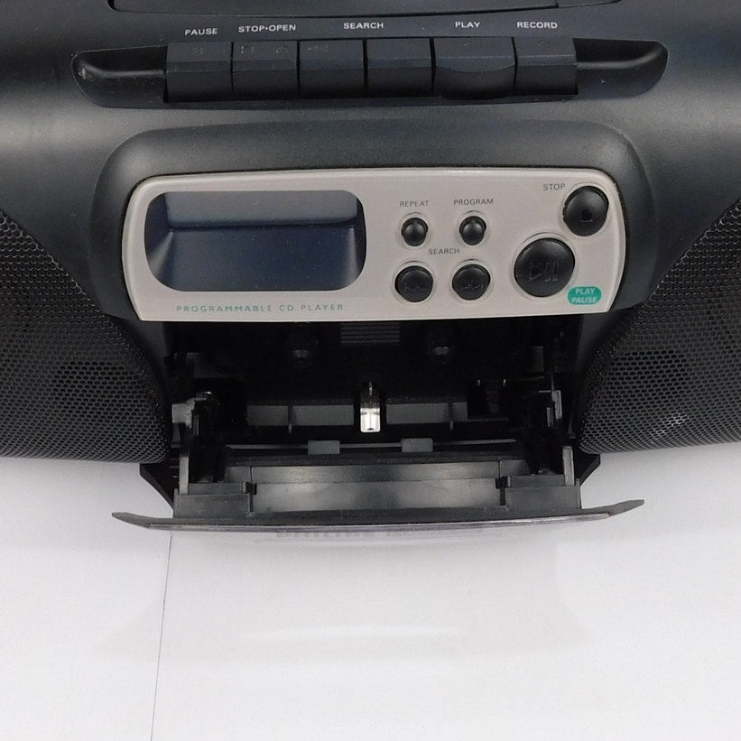Philips Magnavox AZ1002 Portable Stereo Boombox CD Cassette Radio Tested Working