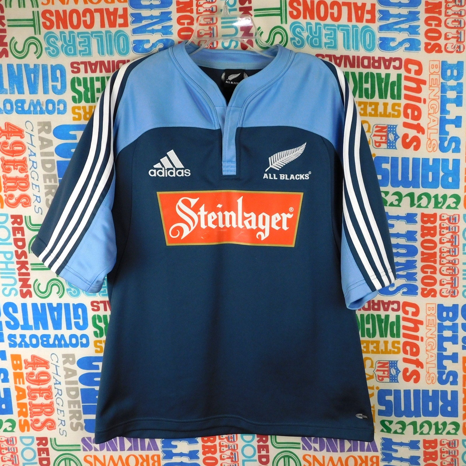 Vintage 2005 Adidas All Blacks New Zealand Rugby Jersey Steinlager Size M