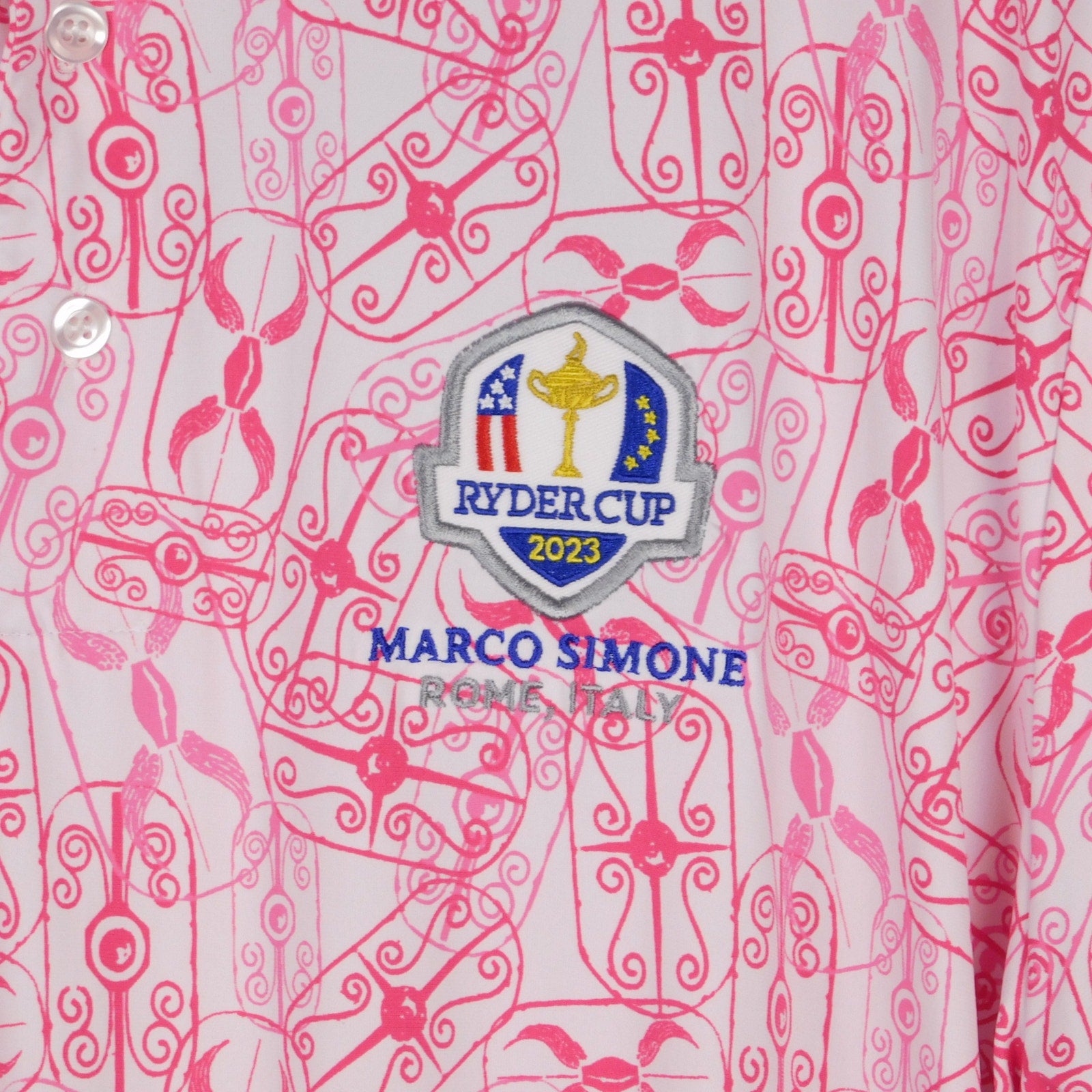 2023 Ryder Cup Chervo Marco Simone Pink Polo Shirt - Size XL, NWT