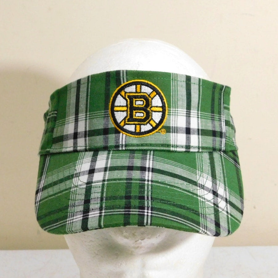 Boston Bruins Green Plaid Golf Visor Hat - Adjustable