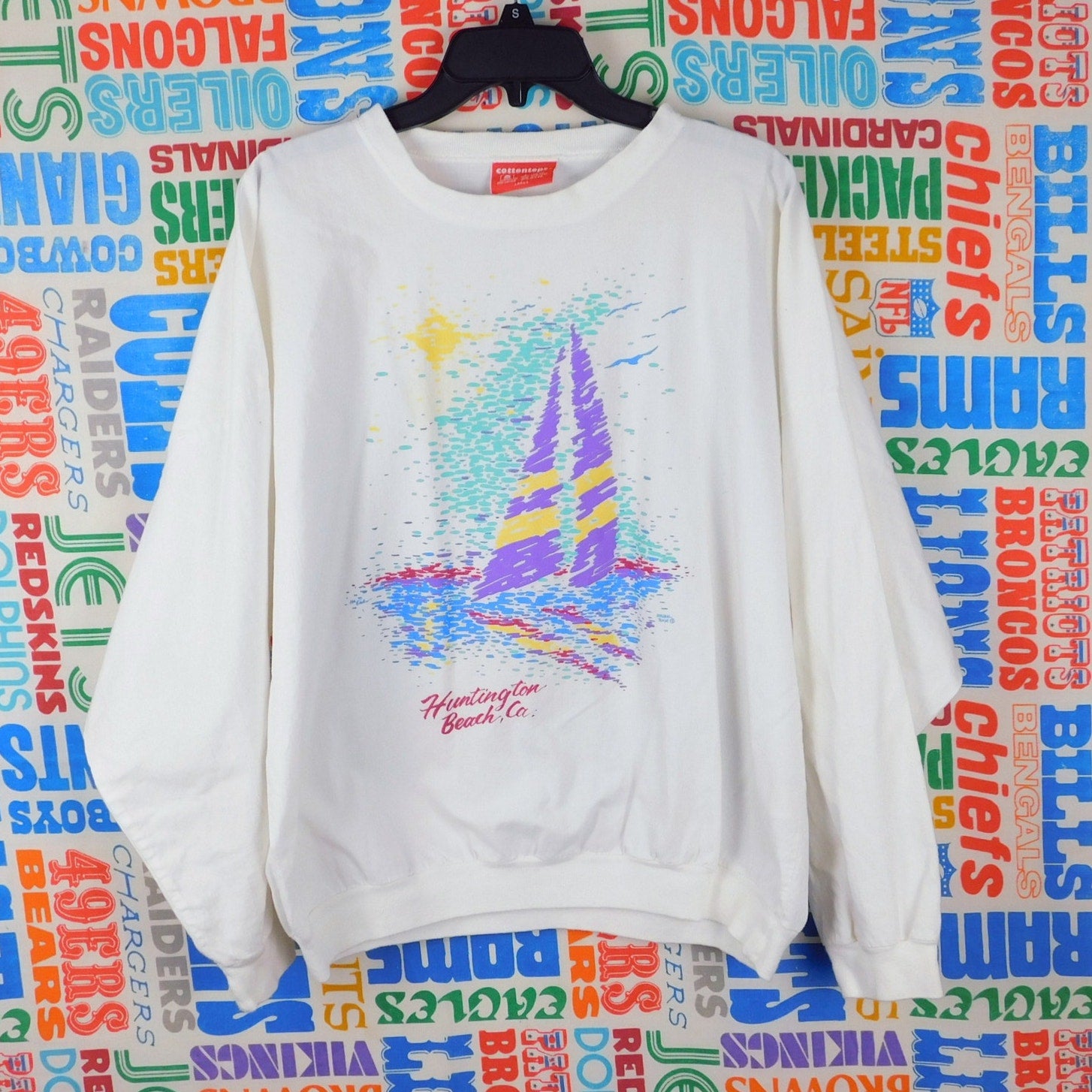 90s Cottontops Huntington Beach Sailboat Graphic Sweatshirt - Size L