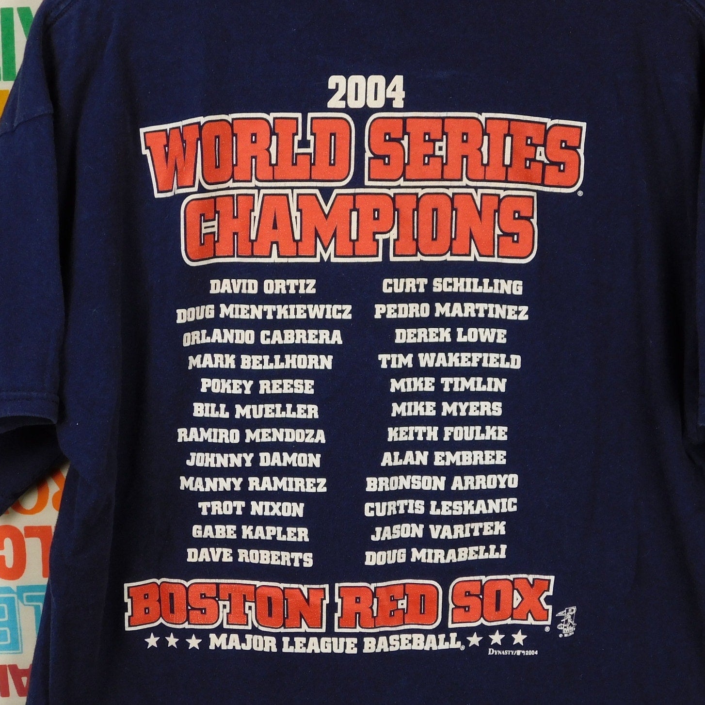 2004 Boston Red Sox World Series Champs Roster T Shirt - Size L