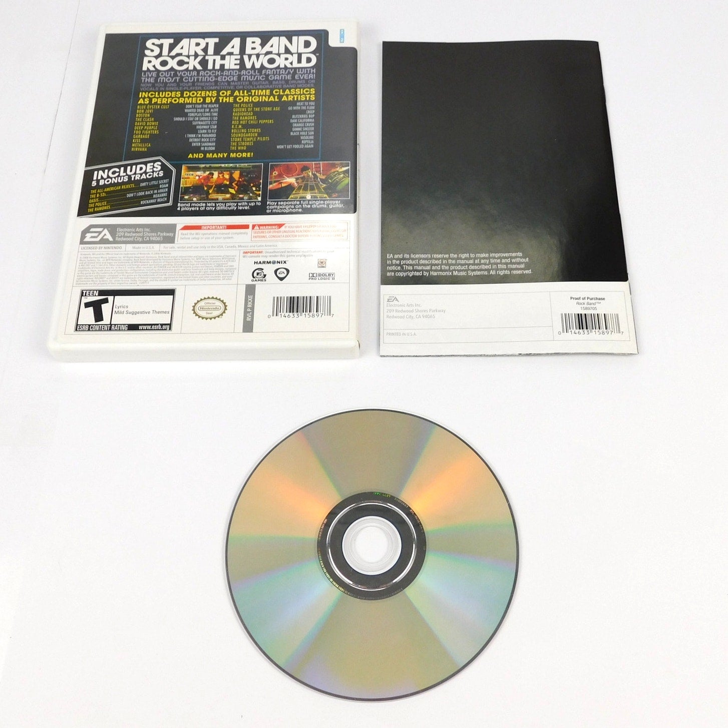 Rock Band 1 Nintendo Wii Complete CIB Tested Working Game Case Manual 2008