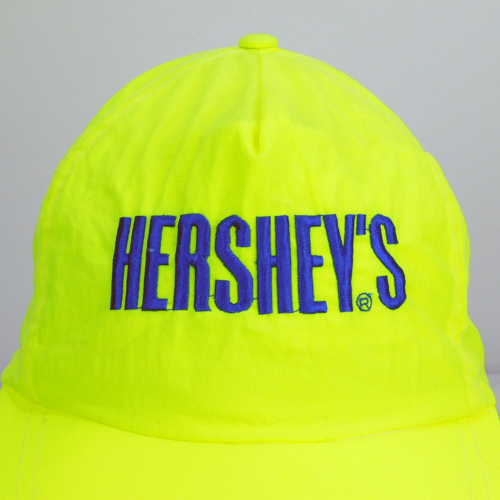 Retro Hershey's Logo Neon Yellow Snapback Hat - Adjustable